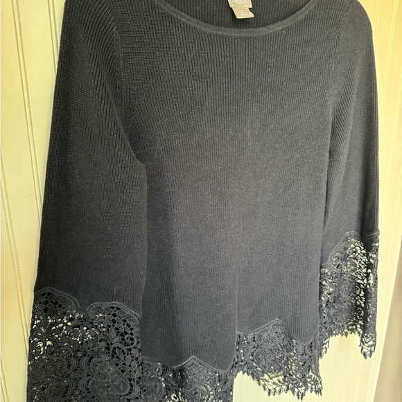 Pretty Black Chicos Lace Trimmed Sweater - Picture 4 of 7